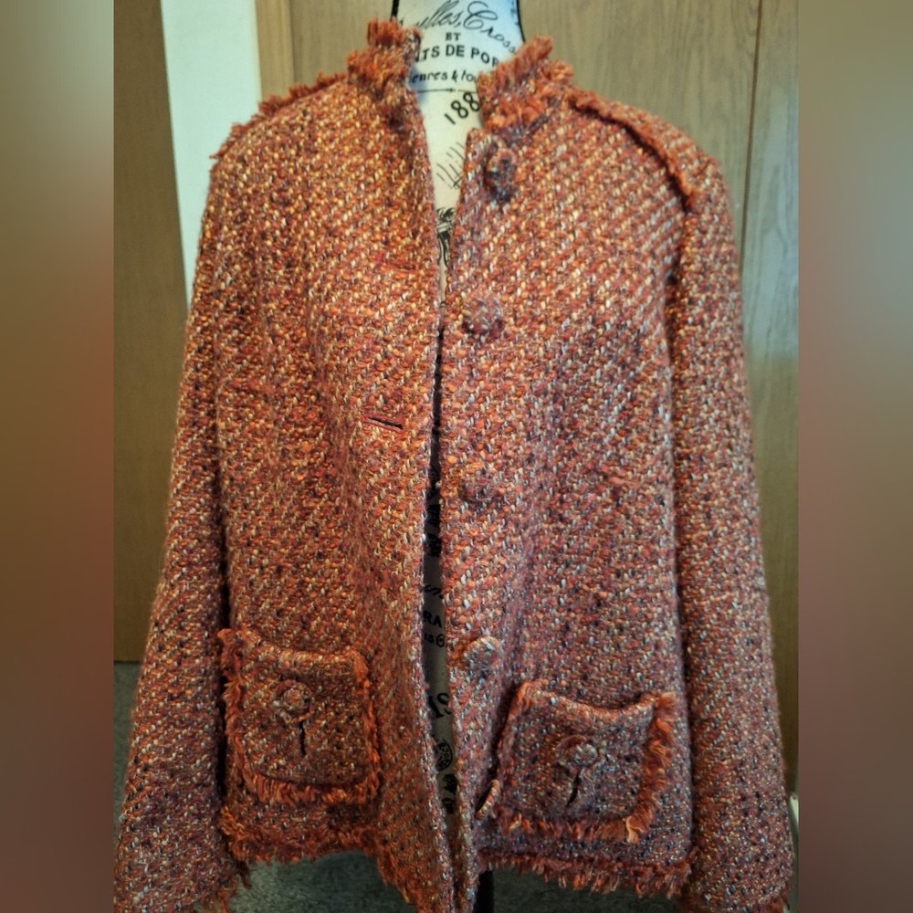 Chico's Orange Tweed Jacket - image 1